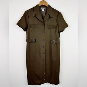 Robbie Bee Vintage Olive Green Shirt Dress